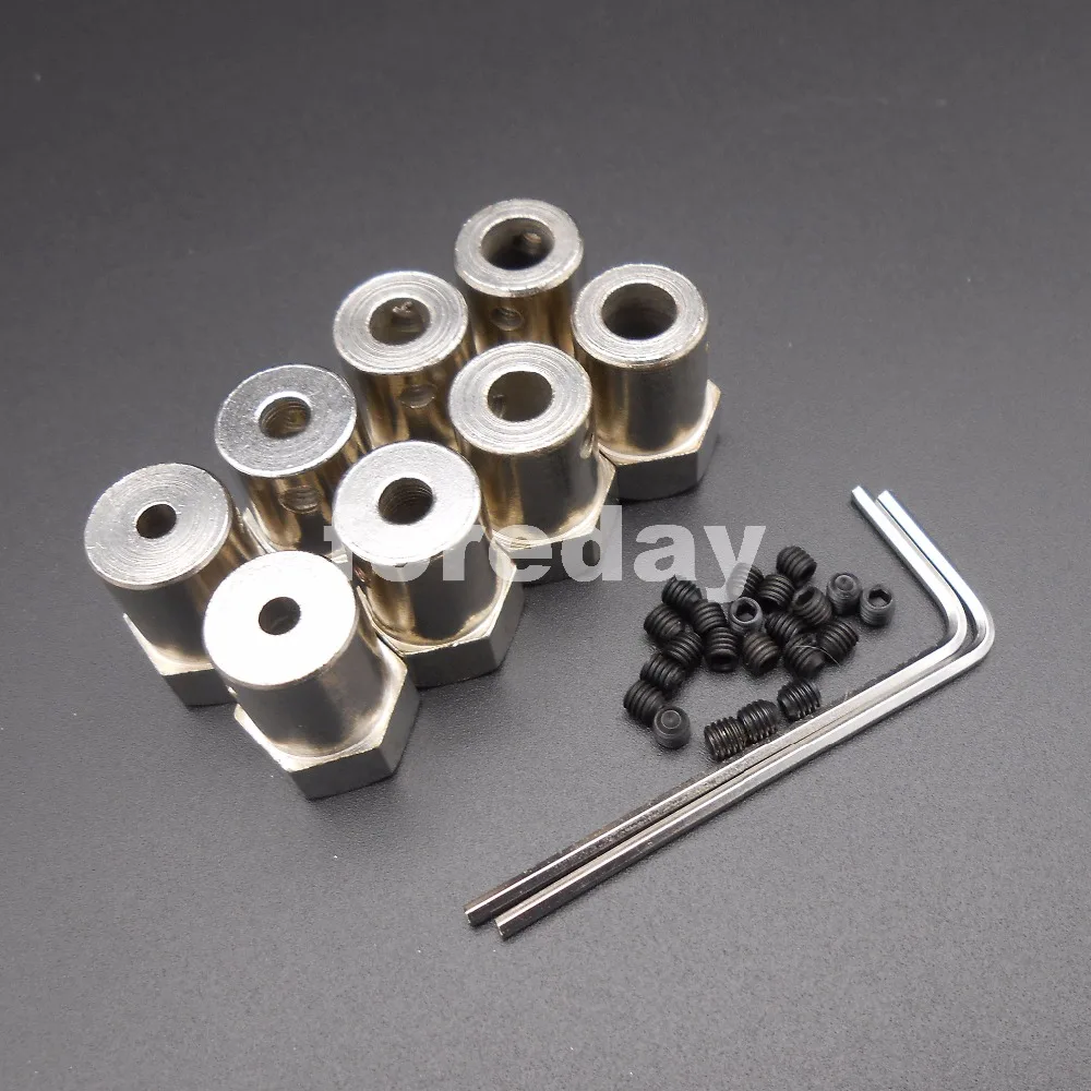 100PCS Iron electroplating Wheel Shaft Motor Hexagonal HEX Coupling Coupler L:12mm 20PCS wrench 3MM 4MM 5MM 6MM*FD426-429X100+20