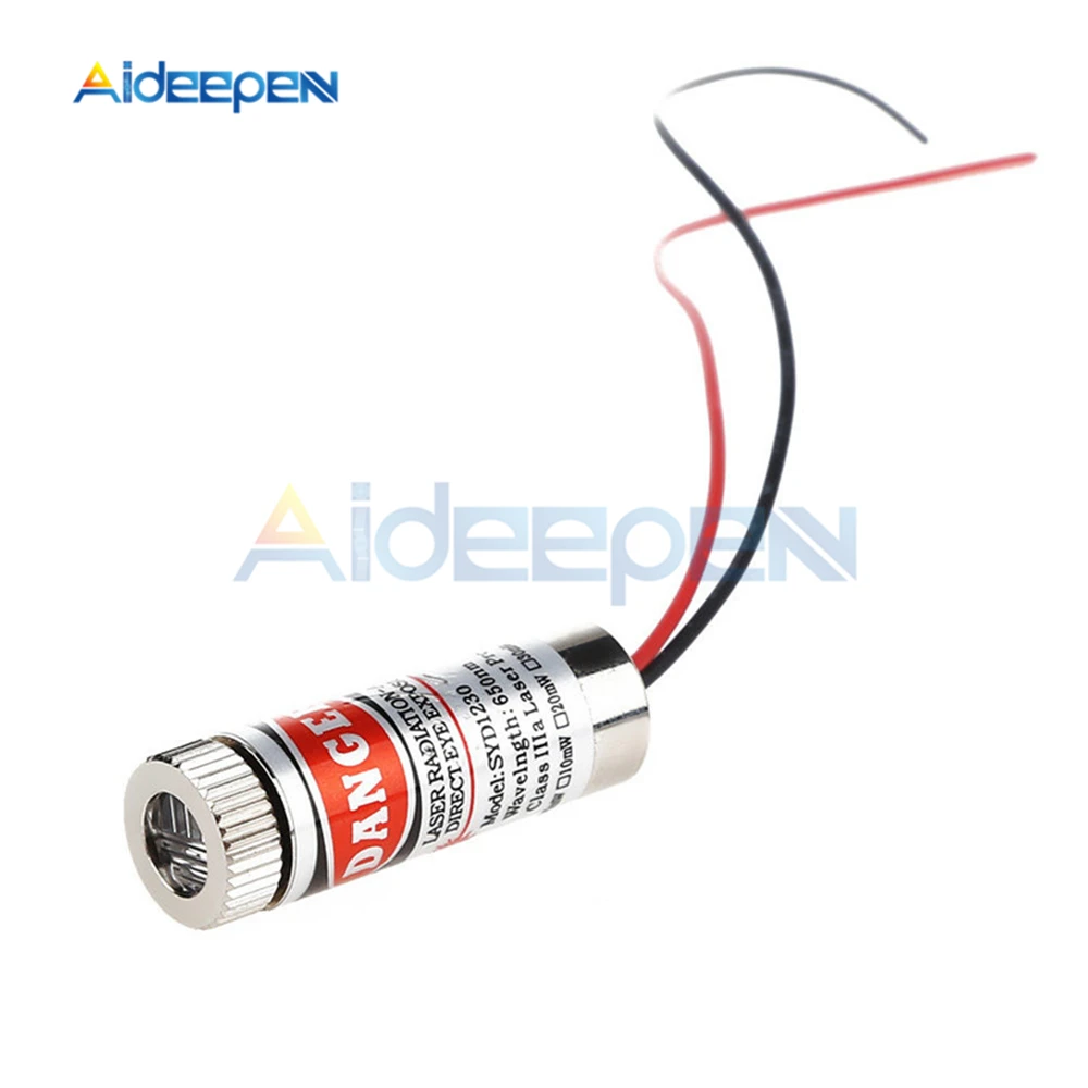 Adjustable Beam 650nm 5mW Red Cross Laser Module Head Glass Lens Focusable Industrial Class 3-5V