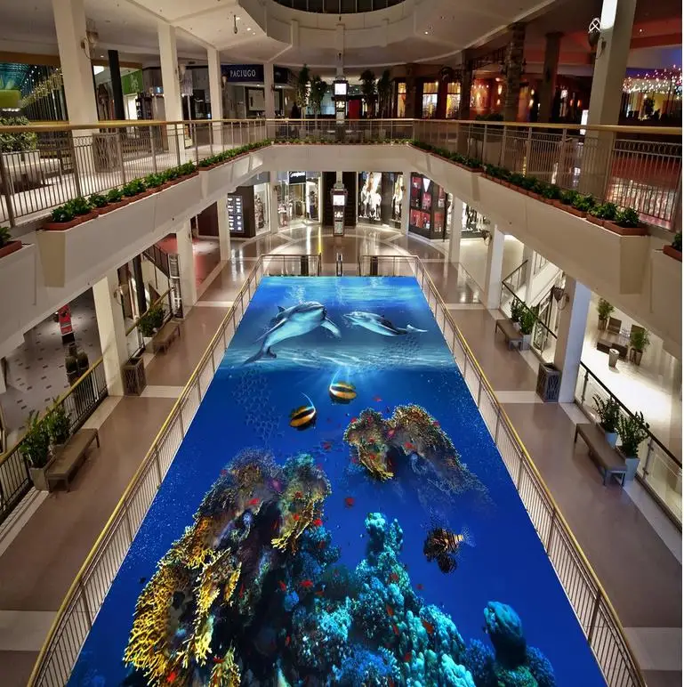 

Custom 3D painting floor wallpaper PVC adhesive Sea world dolphin coral floor self-adhesive PVC Wallpaper