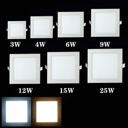 3w 4w 6w 9w 12w 15w 25w LED-Panel Licht warmweiß/kalt weißes Quadrat abgehängte LED-Decke Spot Beleuchtung Glühbirne AC85-265V