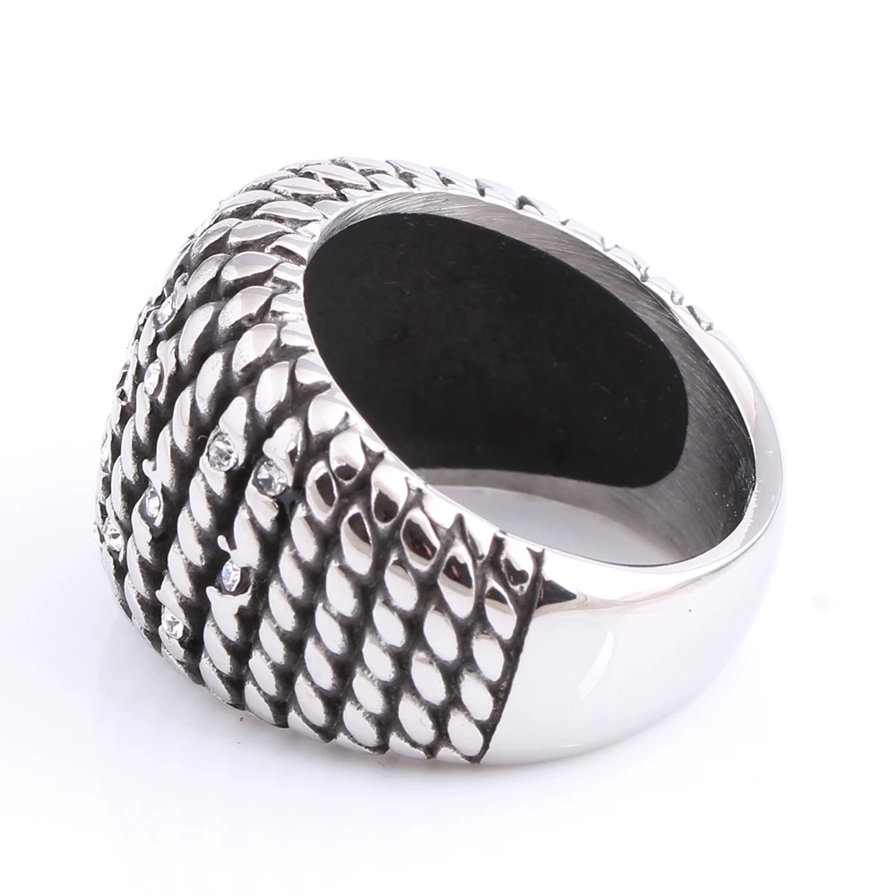 Retro Gothic Jewelry 316L Stainless Steel Crystal Channel Setting Rings birthday gift