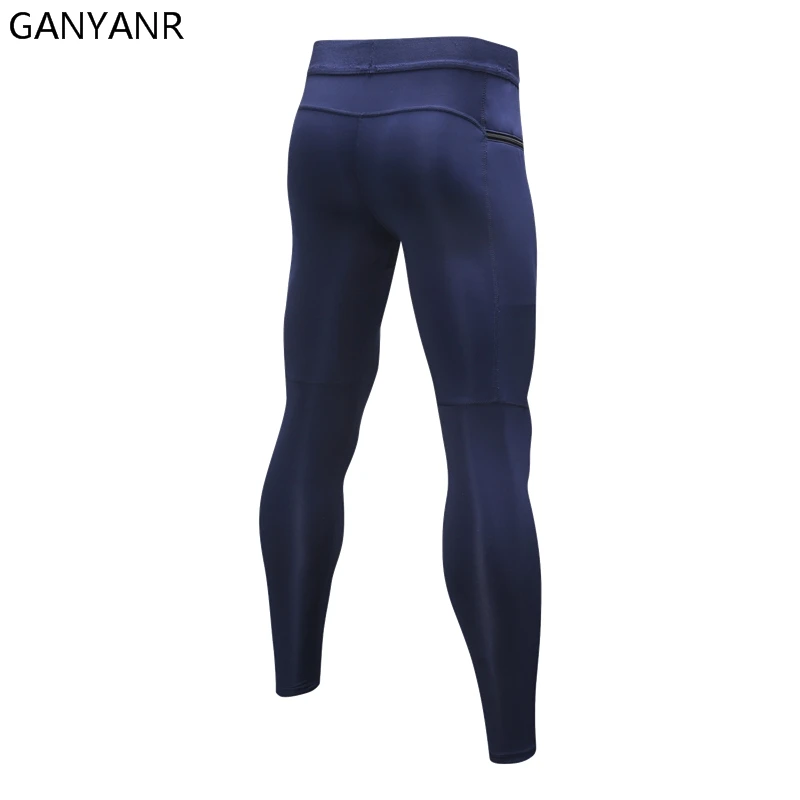 GANYANR Running Tights Men Basketball Sports Skins Leggings Fitness Gym Compression Pants Bodybuilding Training Jogging Football