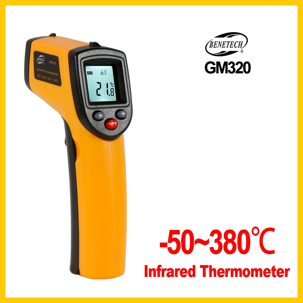 Digital Infrared Thermometer Non Contact Pyrometer IR Laser Point Gun with Backlight -50~400degree GM320 -BENETECH