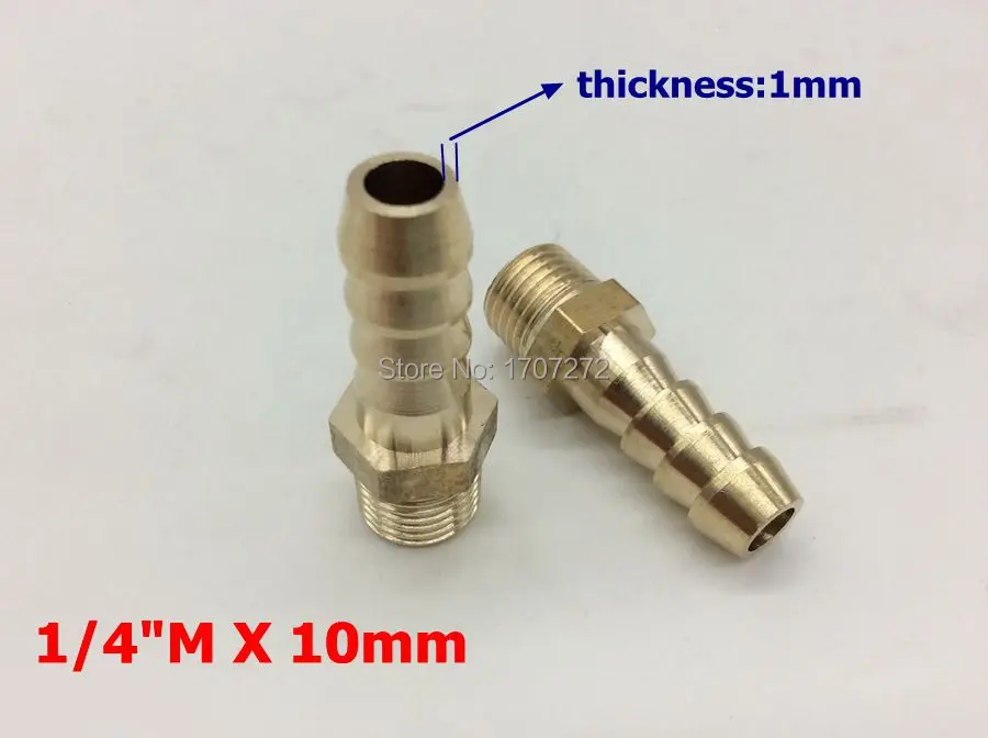 

free shipping copper fitting 10mm Hose Barb x 1/4" inch male BSP Brass Barbed Fitting Coupler Connector Adapter