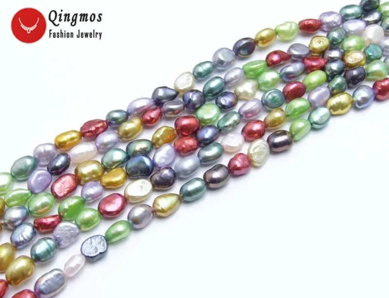 Qingmos 6-7mm Multicolor Baroque Natural Freshwater Pearl Loose Beads for Jewelry Making Necklace Bracelet DIY los781 Free Ship