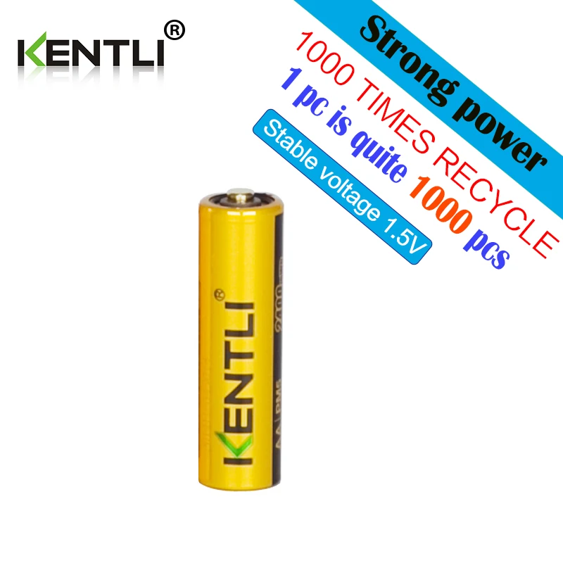 KENTLI 2 pz di batterie all'ingrosso buon imballaggio AA 1.5 V li-ion in digitale batteria al litio 2400mWh