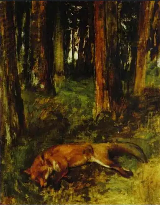 High quality Oil painting Canvas Reproductions Dead fox lying in the Undergrowth (1865)  By Edgar Degas hand painted