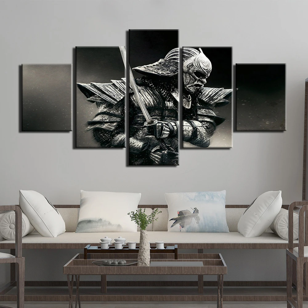 Wall Art Painting Canvas Print Samurai Warrior Pictures 5 Pieces Prints Poster For Living Room Home Decor Modern Artwork