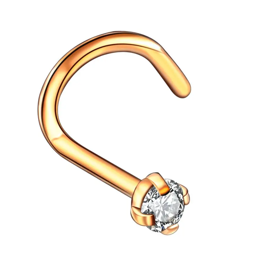 1PC Staal Crystal Gem L Vorm Neus Stud Piercings Neus Bot Schroef Nazir Piercing Neusgat Oorbel Piercings Sieraden 20G