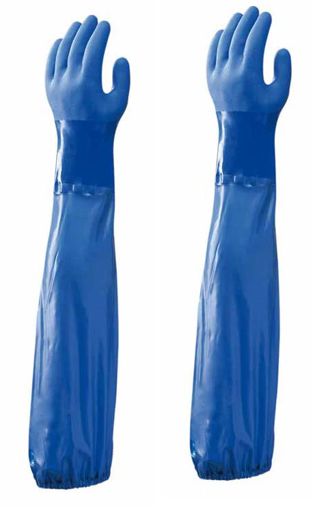 Gants de travail imperméables en PVC, manchette longue, base anti-acide, vêtements de sécurité pour la pêche domestique, degré chimique, huile