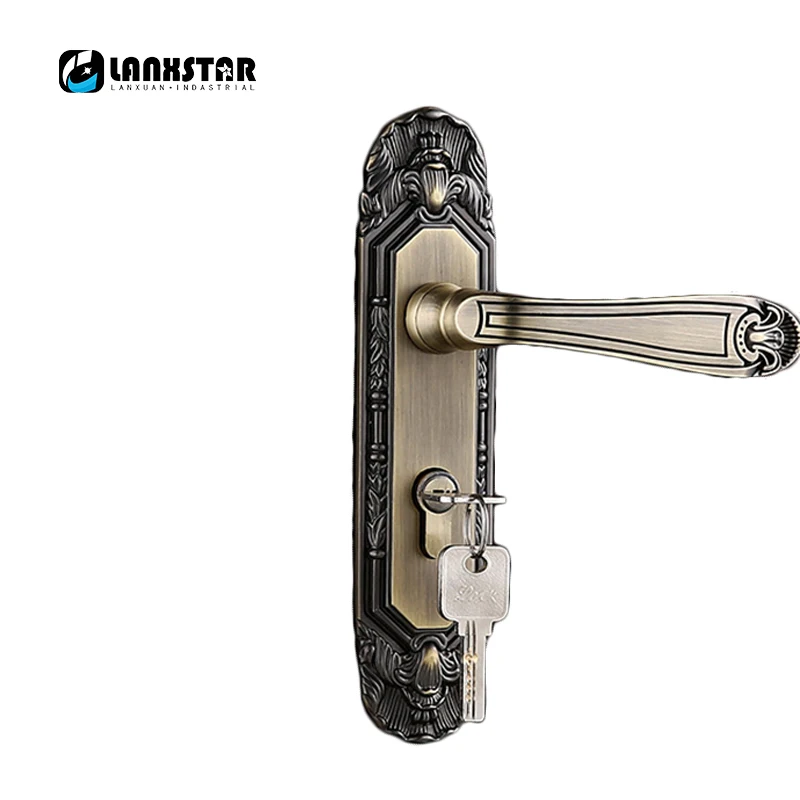 

High Quality Hard Zinc Alloy Door Locks Antique Europeum Style Hotel Anti-theft Door Mechanical Indoor Handle Lock