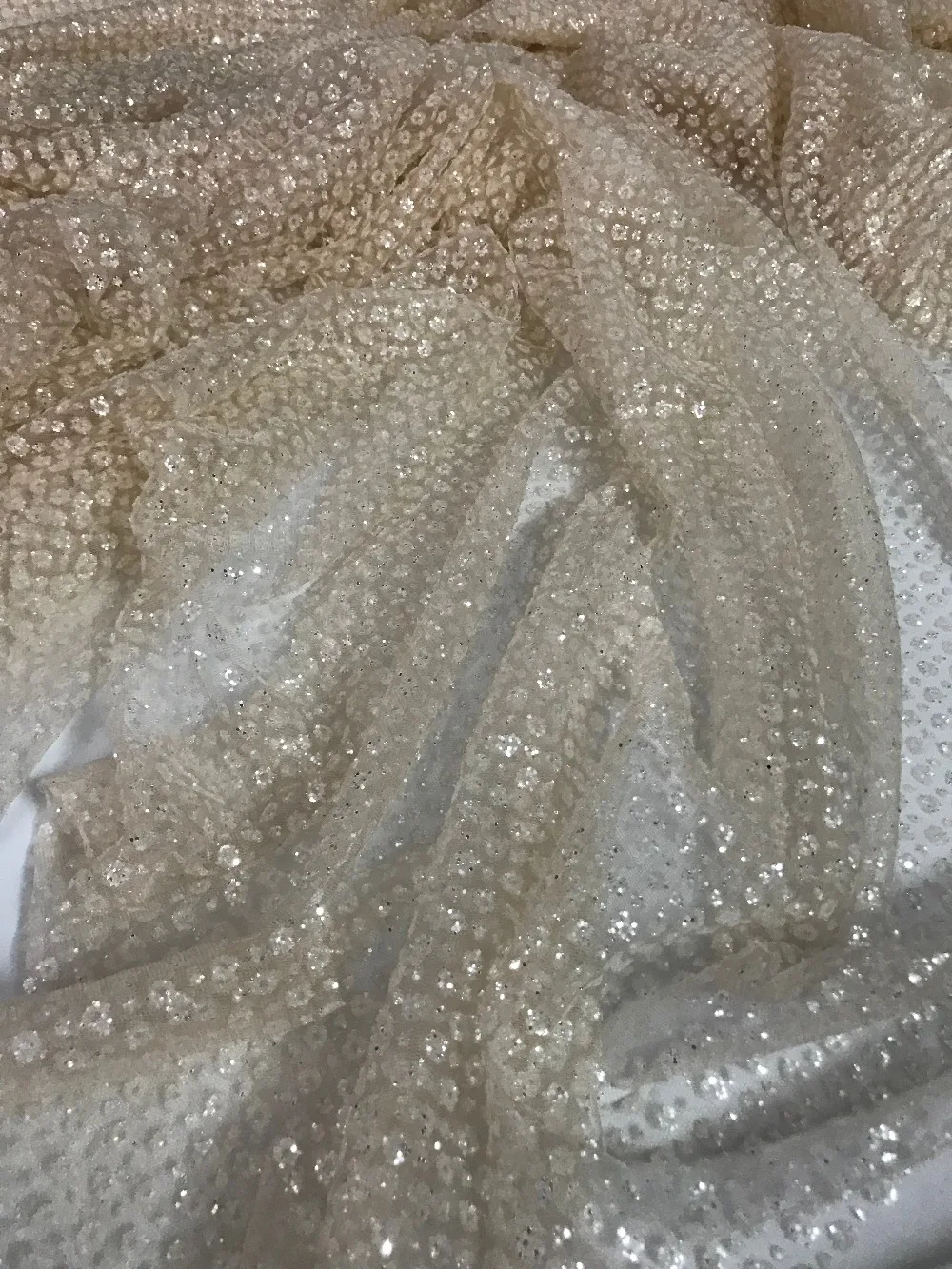 

Hot selling glued glitter sequin lace fabric high quality S-81134 African French net tulle Lace Fabric for wedding