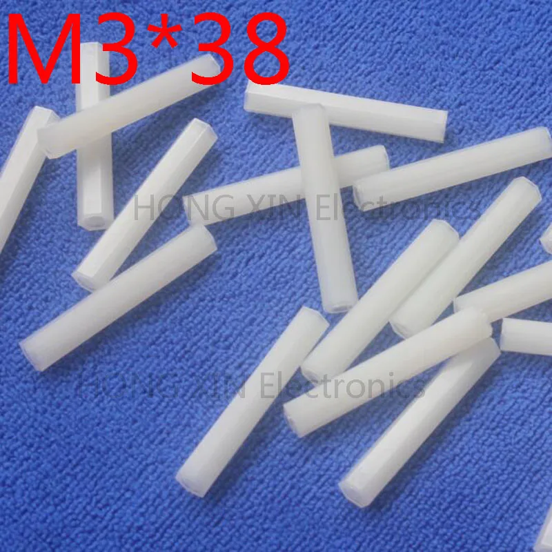 M3*38 38mm 1 pcs white nylon Hex Female-Female Standoff Spacer Threaded Hexagonal Spacer Standoff Spacer brand plastic screw