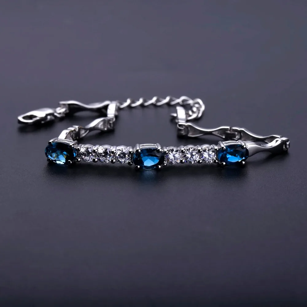 GEM\'S BALLET Natural London Blue Topaz  Bracelet 925 Sterling Silver Gemstone Bracelets&bangles For Women Fine Jewelry
