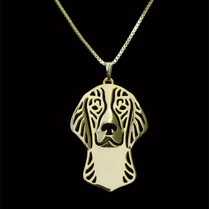 Romantic Gold Silver Color Welsh Springer Spaniel Pendant