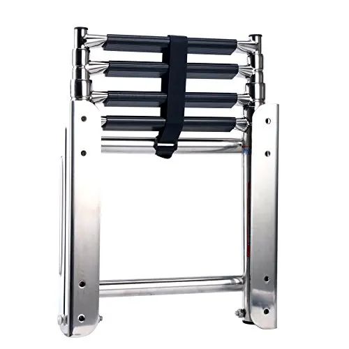 4-Step Stainless Steel Under Platform Slide Mount Boat Boarding Telescoping Ladder Boat Accessories Marine