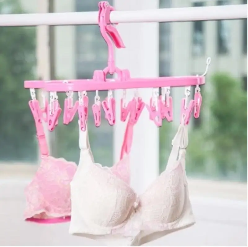 

Folding windproof plastic clothespin hanging laundry socks diaper towel oval clothespin rack