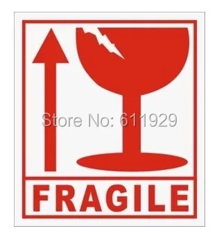 free shipping wholesales stock FRAGILE paper sticker 8x9cm/custom paper sticker/warning sticker/clothing labels 300 pcs a lot