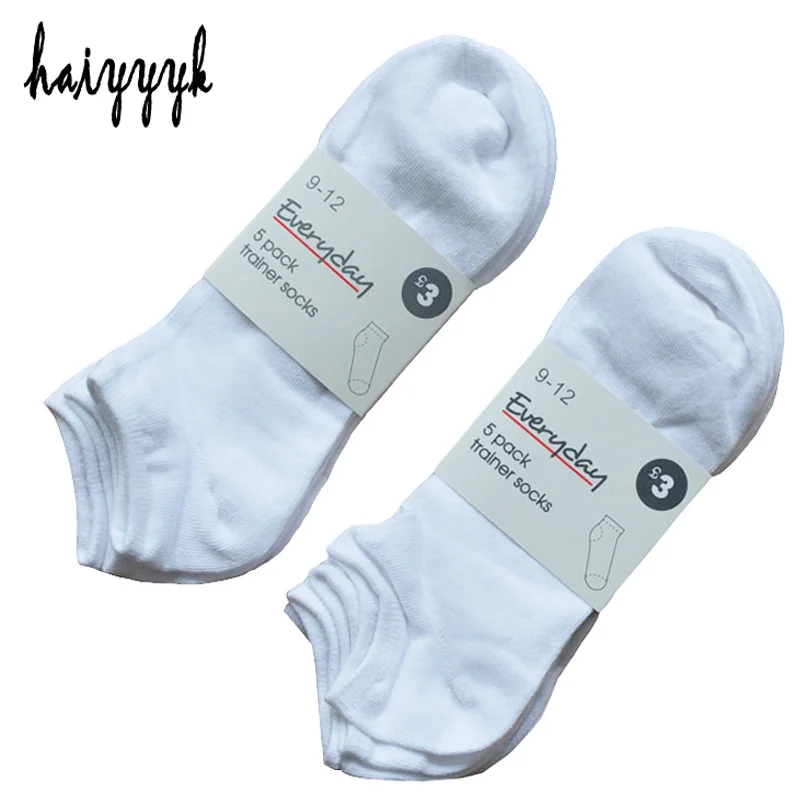 

10Pcs=5Pair Men's Cotton Socks Invisible Ankle Socks Male Summer Breathable Socks Men Black White Bobbysocks Big Size EUR 41-46