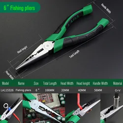 LAOA Brand Wire Cutter Japan Type Long Nose Pliers Cr-V Fishing Pliers  Fish Tools Steel Wire Side Cutter