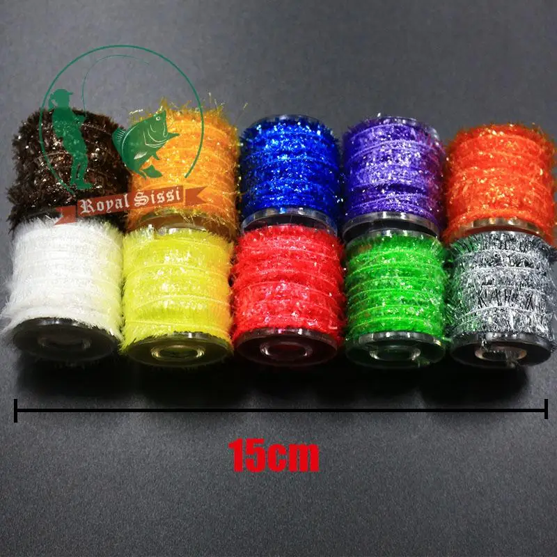 Royal Sissi 10spools multi Colors spooled cactus Tinsel Chenille yarn Crystal Flash strip nymphal bugs scud fly tying materials