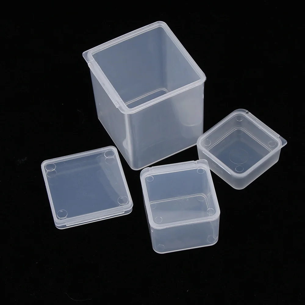 10Pcs Mini Transparent Storage Boxes Jewelry Diamond Painting Box Beads Crafts Case Practical Small Square Plastic Containers