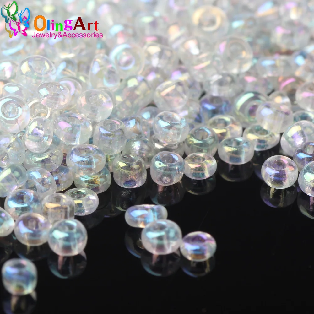 

OlingArt 2MM 45G/lot Glass Seed Beads Multicolored transparent Round spacer bead DIY jewelry making 2023 New