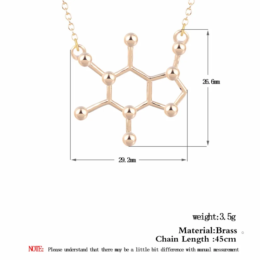 Kinitial New Simple Caffeine Molecule Necklace Unique Pendant Necklace Women jewelry wholesale Fashion Statement Necklaces