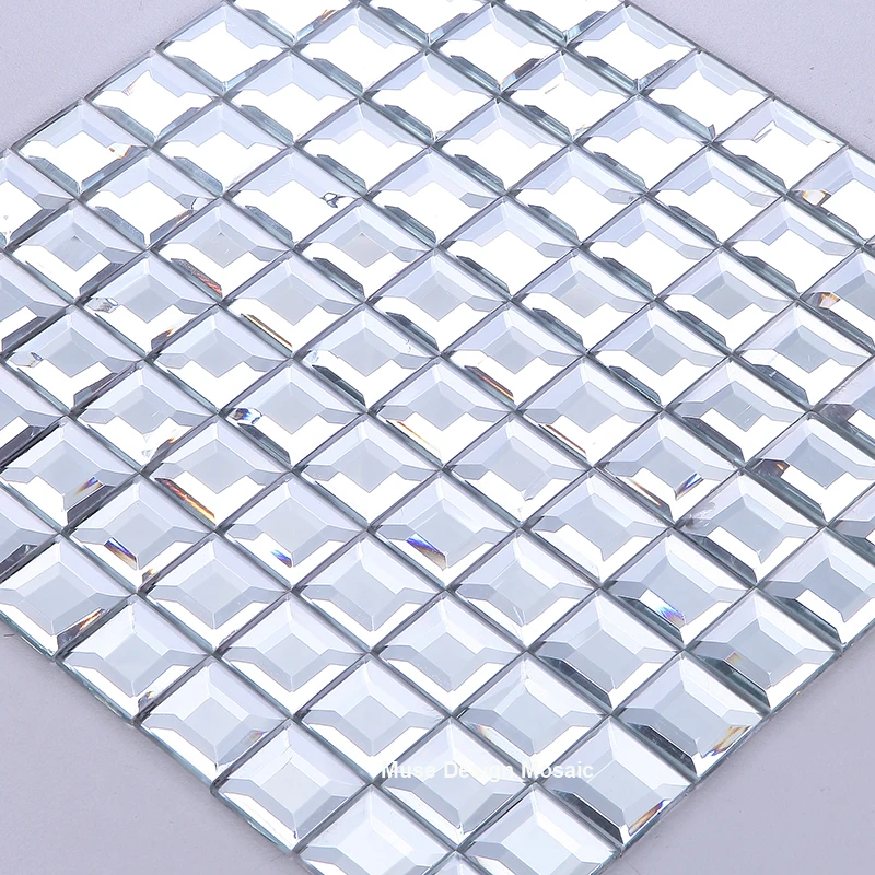 

Glossy 5 beveled edges Crystal Diamond Mirror Glass Mosaic Tiles for KTV showroom Display cabinet DIY decorate wall sticker