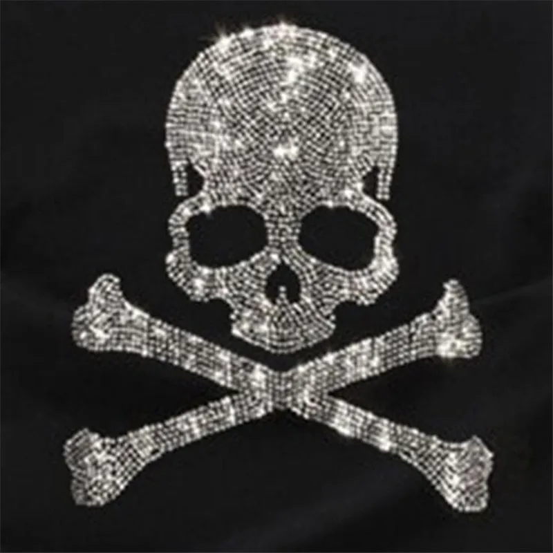 28*28.2cm Elegant SKull design hot fix rhinestone transfer motifs iron on crystal transfers design patches fixing rhinestones