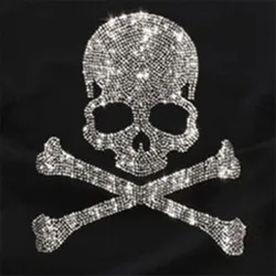 28*28.2 cm Elegante disegno Del Cranio hot fix rhinestone trasferimento motivi ferro sul design trasferimenti di cristallo patch di fissaggio strass