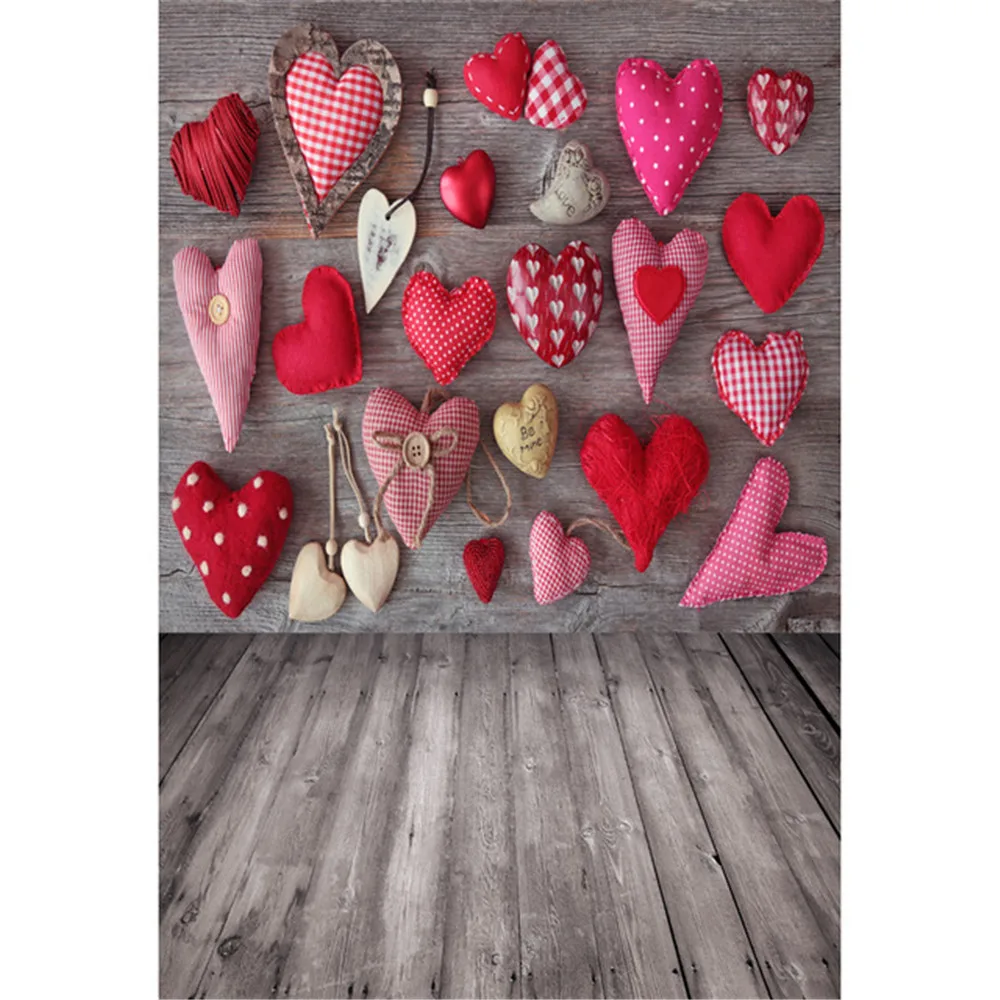 

Wooden Board Wall Baby Newborn Photography Backdrops Digital Printed Love Heart Decors Children Kids Photo Background Wood Floor