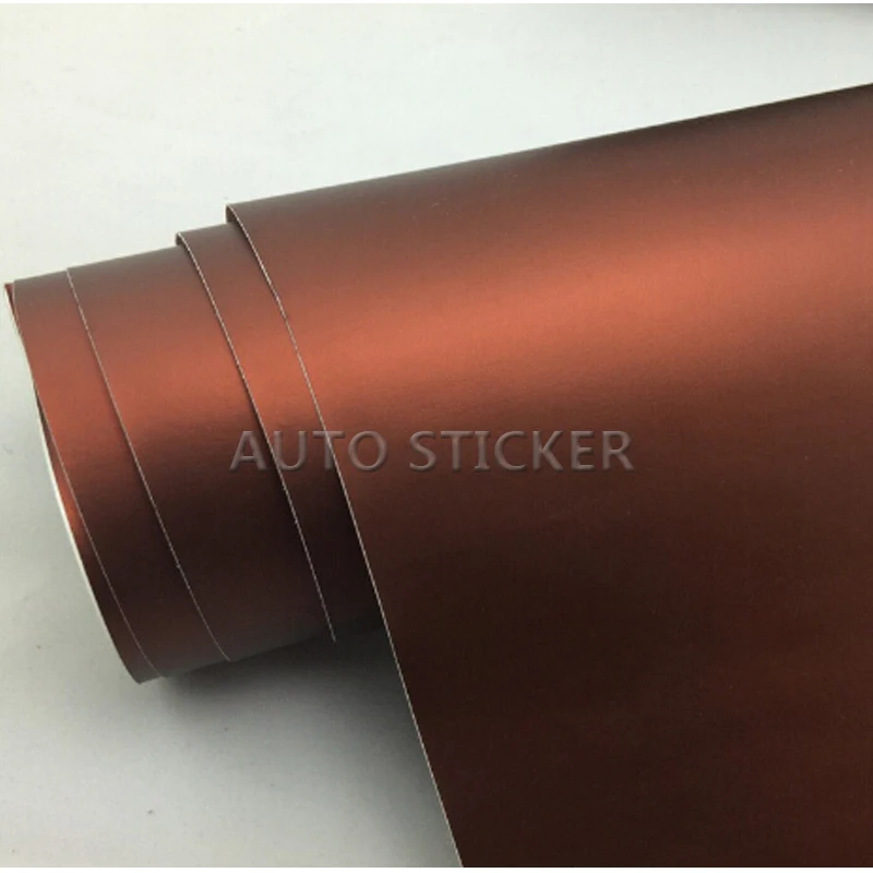 10/20/30/40/50cm*152cm Coffee Chrome Matte Metallic Bronze Car Vinyl Wrap Film With Air Channels Metallic Car Film Decoration