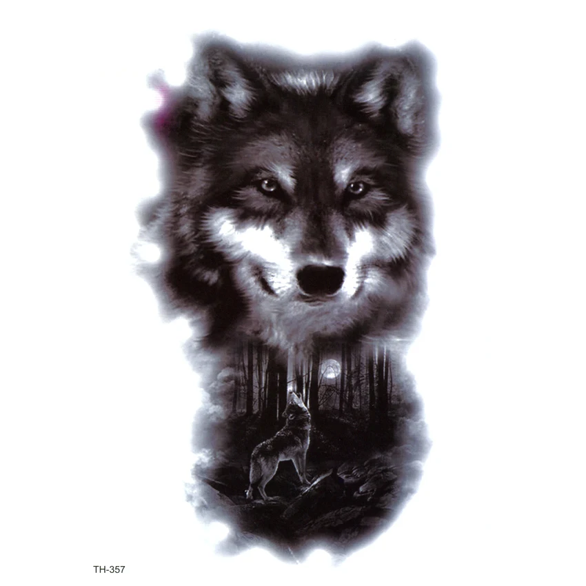 5 Styles Wolf Waterproof Temporary Tattoo Sticker On Body  Art Tattoo Fake Tattoo Sleeve Clock Tatouage Henna Tatoo Sleeve