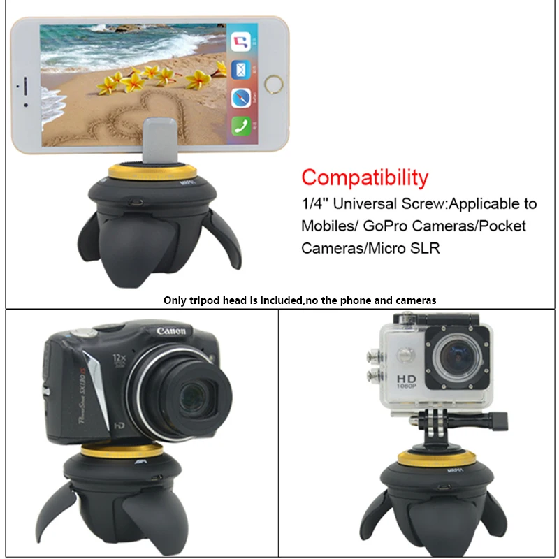 New Electric Panoramic 360 Degree Tripod Head with Bluetooth Remote for Smartphones Selfie Base Stands for Gopro SLR DV Cameras