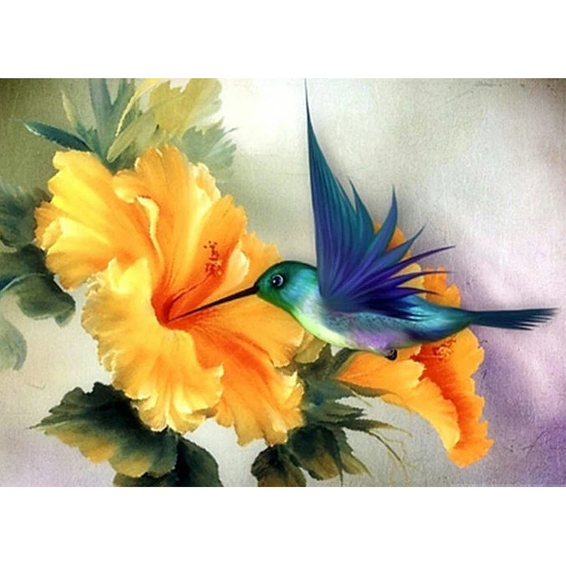 

Full Square/round Drill 5D DIY Diamond Painting "Flower Animal hummingbird" 3D Embroidery Cross Stitch Mosaic Decor Gift WG348