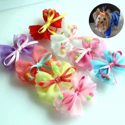 Lazos de gasa para el pelo de mascotas, bandas de goma, accesorios para el pelo de perros, productos de aseo para mascotas, regalo, 10 unidades