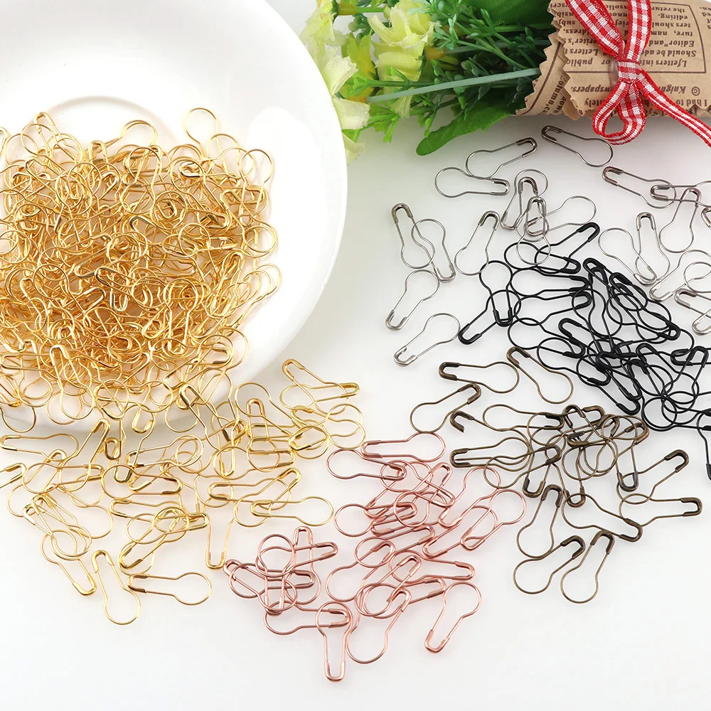 100Pcs/set Solid Color Gourd Shape Safety Pins DIY Metal Clips Pins Knitting Cross Stitch Marker Tag Pins Clips For Clothes Kits