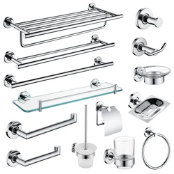Bathroom Hardware Towel Bar Hook Soap Holder Chrome Polished Towel Rack Shelf Paper Holder Toilet Brush Bathroom Accessories