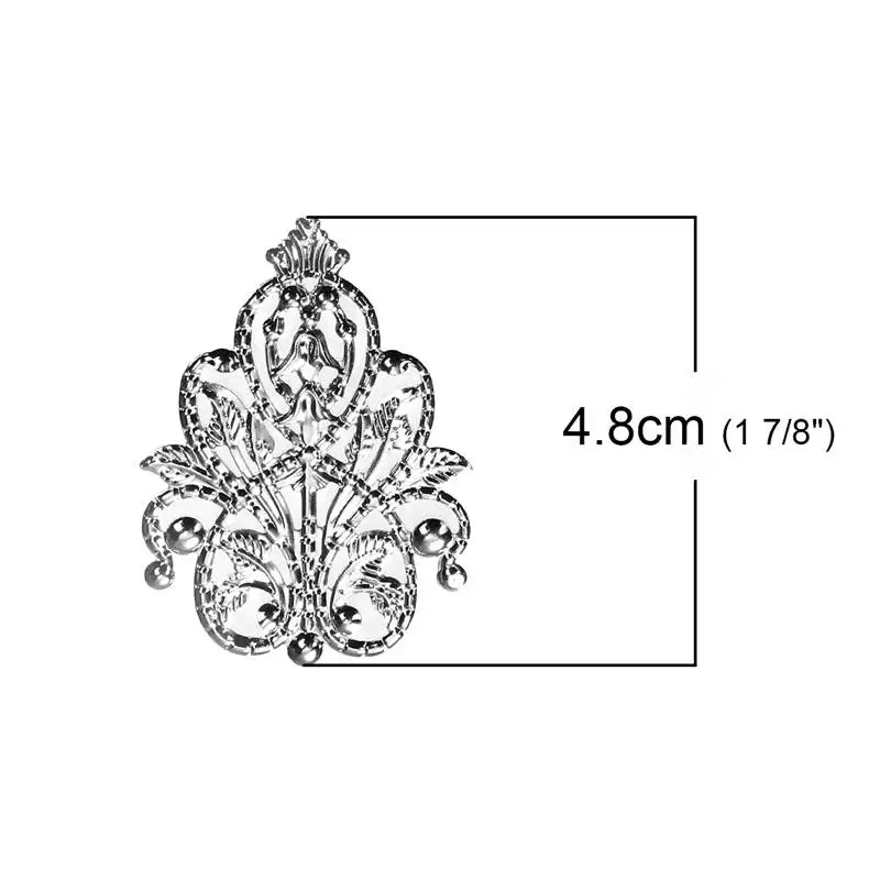 DoreenBeads Iron Based Alloy Embellishments Crown Silver Color Filigree Carved 48mm(1 7/8