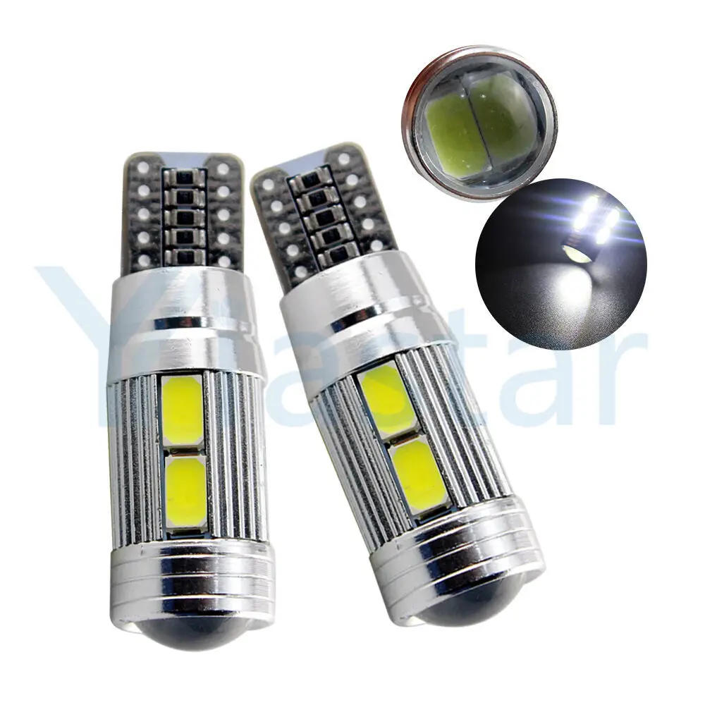 100X T10 W5W 194 192 158 White Blue 10Led 5630 5730 SMD PCB DC 12v Car Auto Parking Light Led W5W Xenon NO OBC ERROR Side Bulb