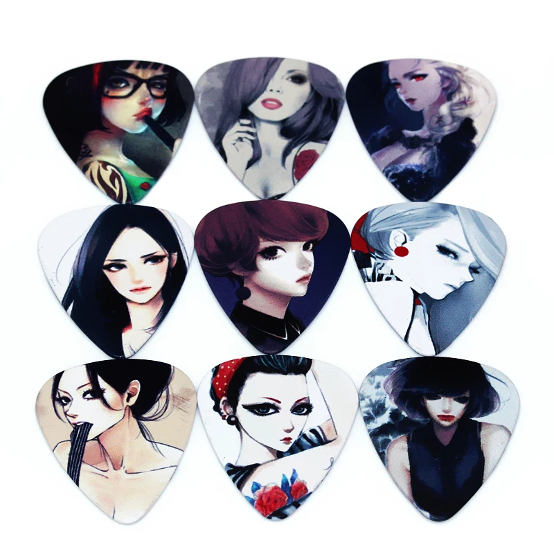 SOACH 10pcs/Lot 1.0mm thickness Sketch Anime girl Korea music guitar picks pick