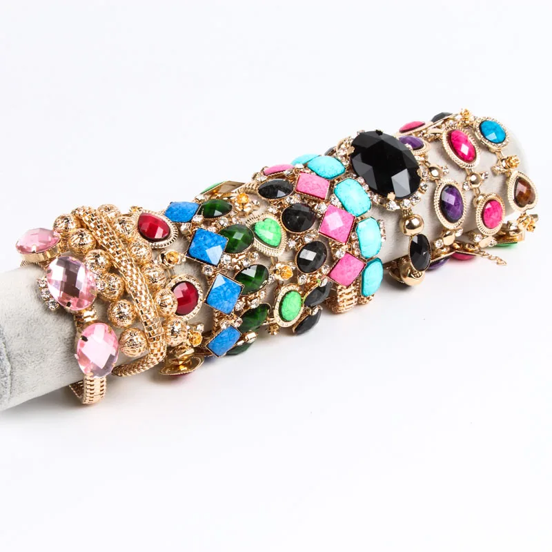 New product wholesale 12 pieces mixed style multicolor simple fashion bohemian big meteorite style jewelry bracelet