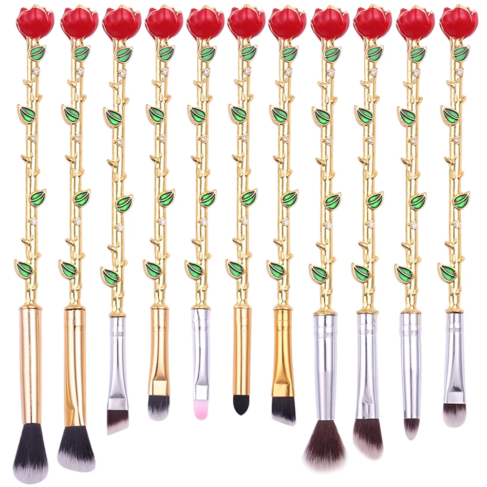 Beauty and the Beast Rose Flower Makeup Brushes Set Kit Cosmetic Brush Eyeshadow Eyebrow Foundation Brush Soft Synthetic Hair image 2