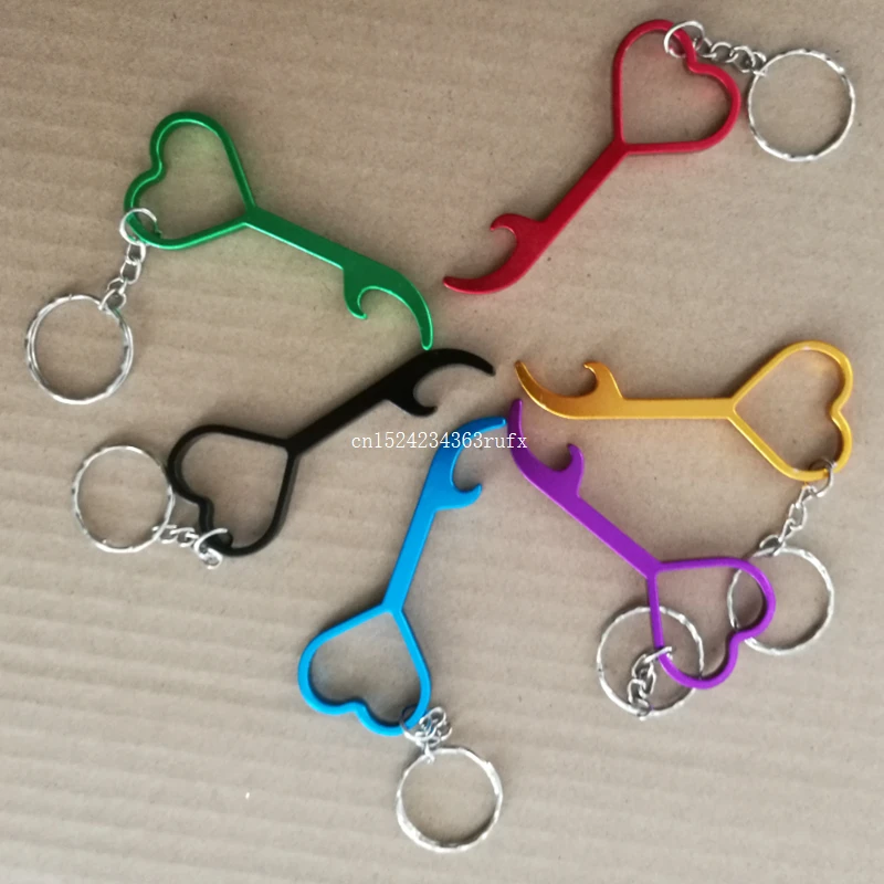 600 pcs Love Shaped Bottle Opener Keychain Promotional Gifts Creative Key Ring Can Opener Kitchen Tools