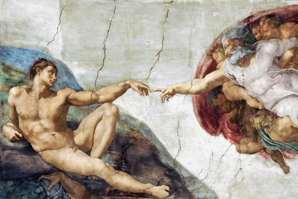 Home Decor The Creation Of Adam by Michelangelo-Silk Art Poster Wall Sticker Decoration Gift