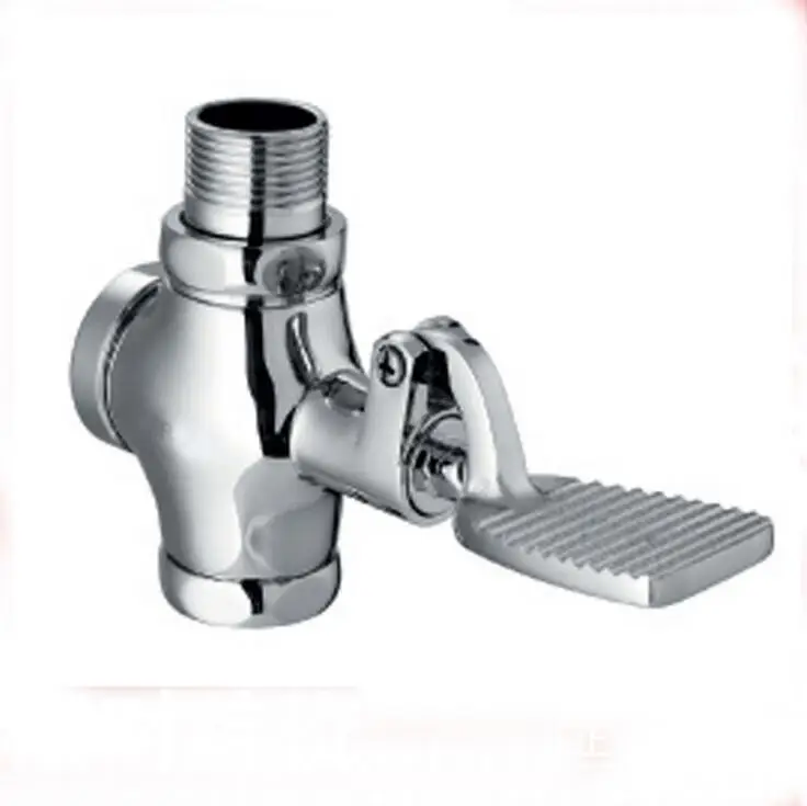 

Copper squat pan flushing valve, Foot-pressing type public toilet / WC stool flush valve, Delay urinal flush valve chrome plated