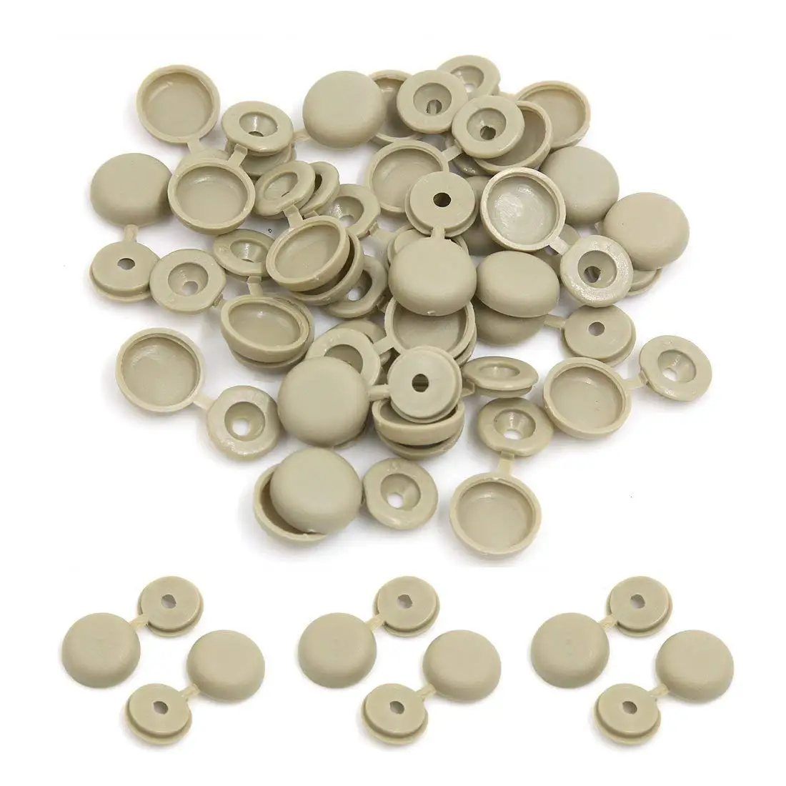 Uxcell 30pcs 4mm Beige Hinged Screw Cover Cap Folding Caps Protective Clips for Auto Car Home FurnitureDecoration