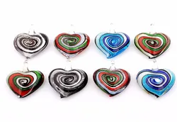 Wholesale 6pcs handmade Murano Lampwork Glass Mix Color Heart Pendant Fit Necklace Hot Thanksgiving gift p0017