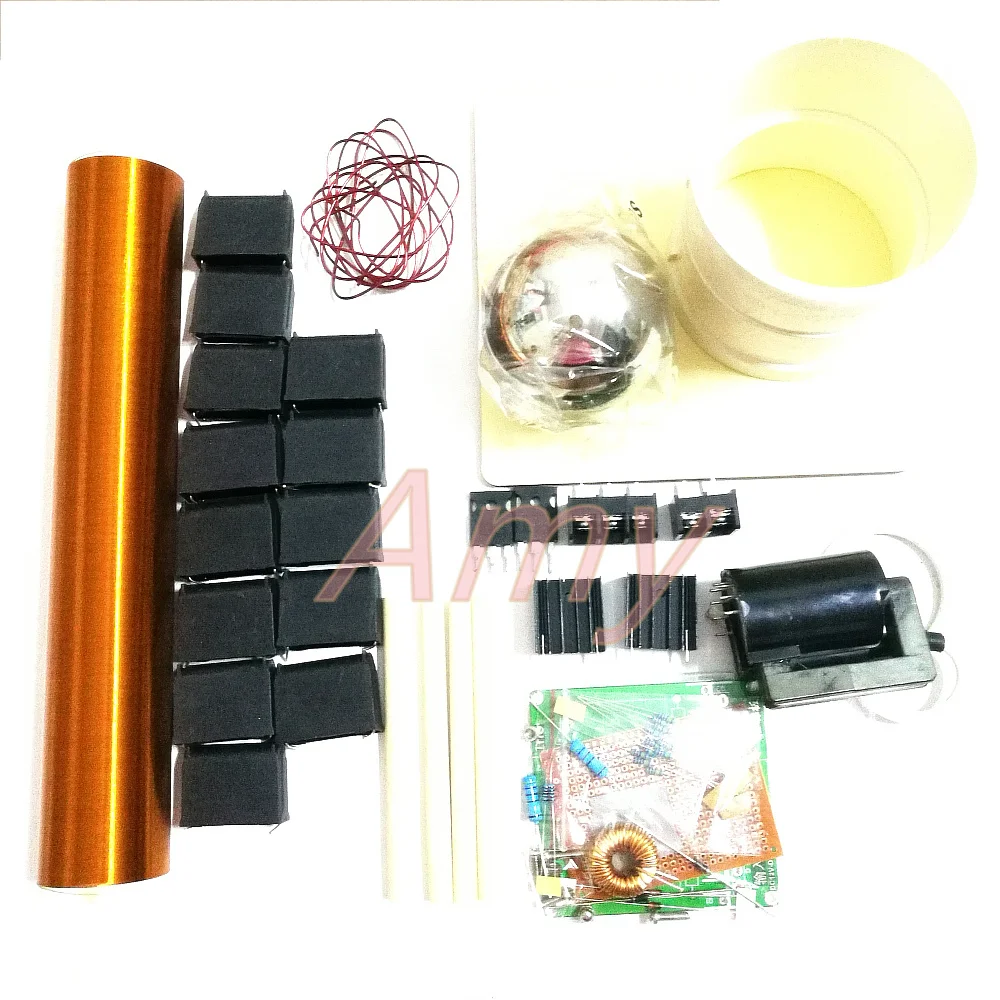 

Spark gap Tesla coil kit DIY technology to make wireless transmission lights, arcing and arc spraying.